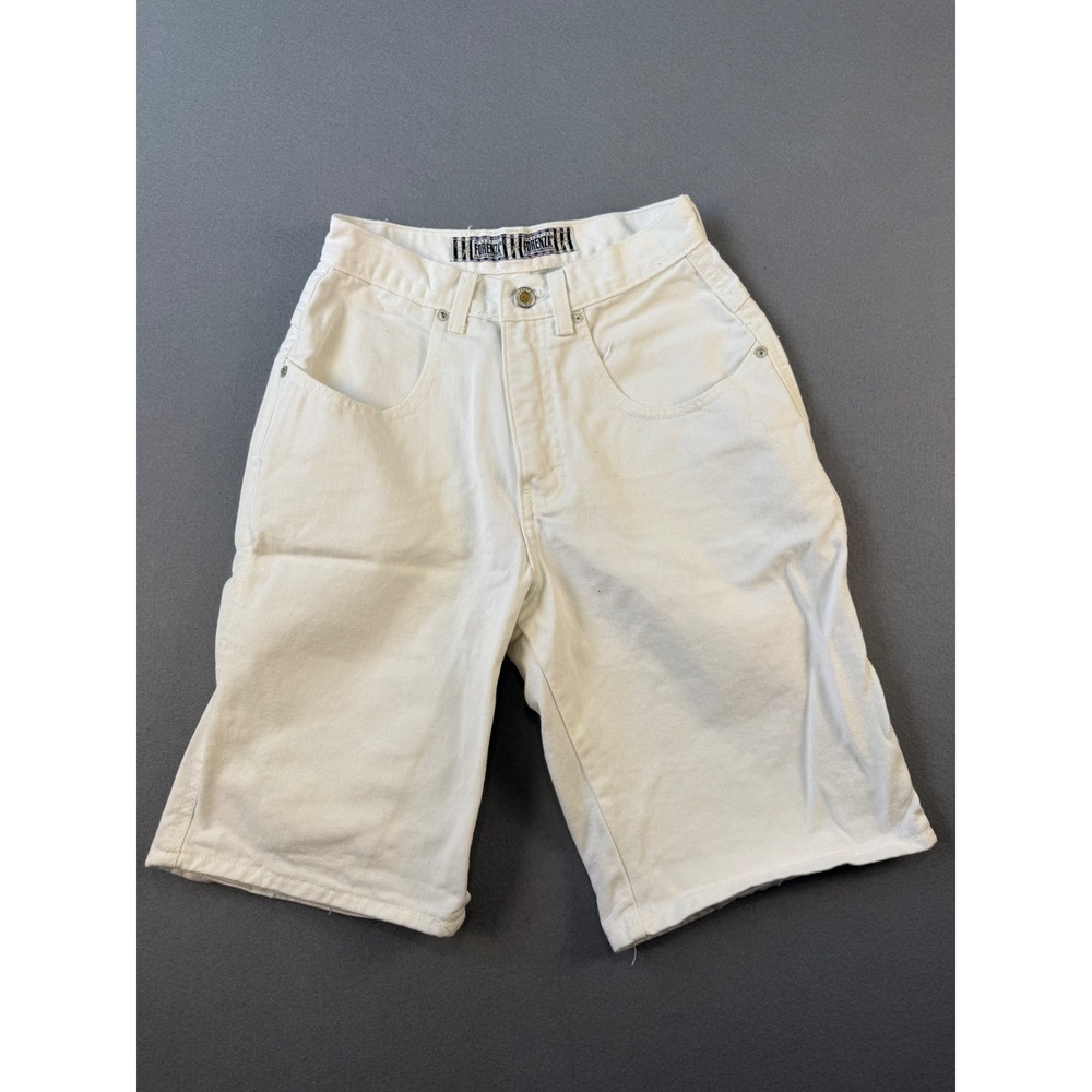 Vintage Forenza White Denim Bermuda Shorts Womens High Waisted 90s Relaxed Fit